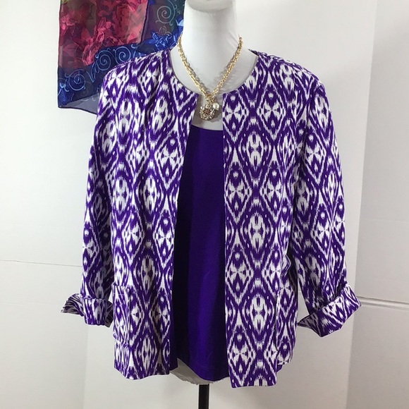 Chico's Jackets & Blazers - Chico's 2pc set jacket and tank purple Ikat